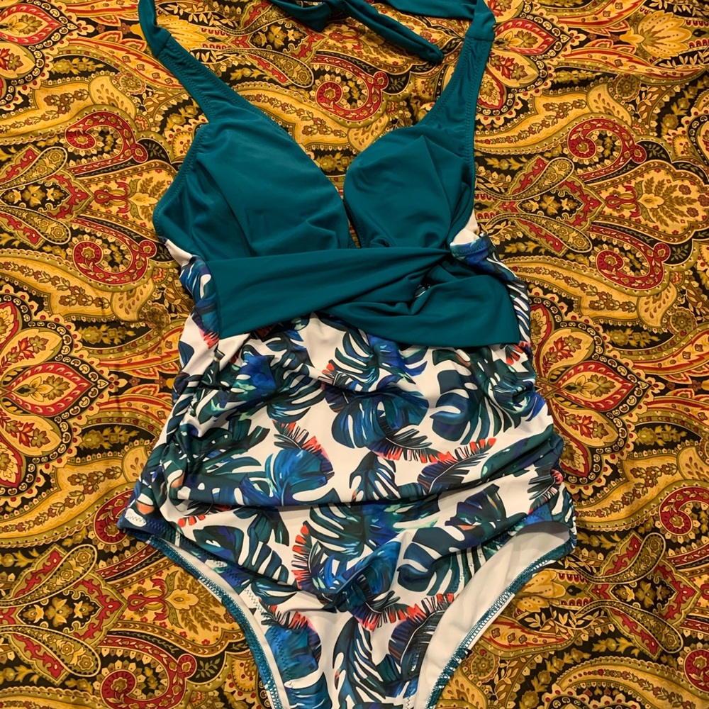 Palm Fronds One Piece Swimsuit Medium